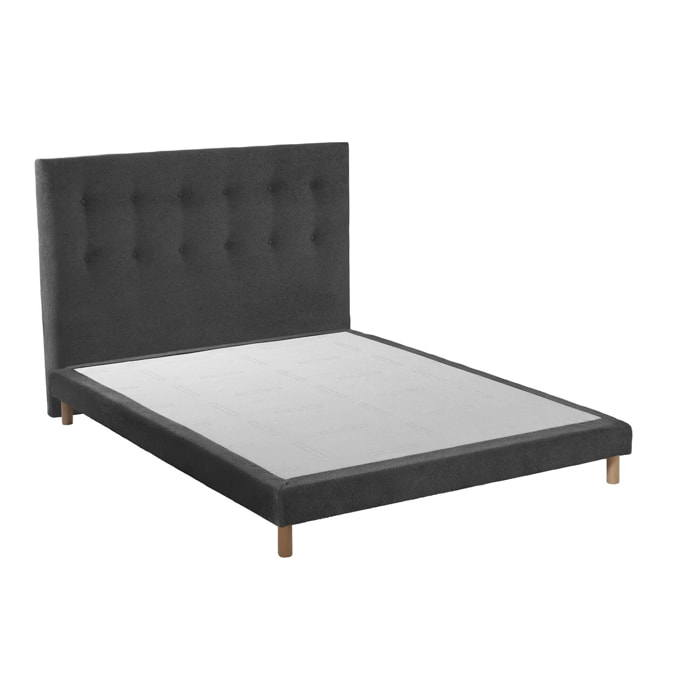 Ensemble sommier et tête de lit EDEN gris anthracite