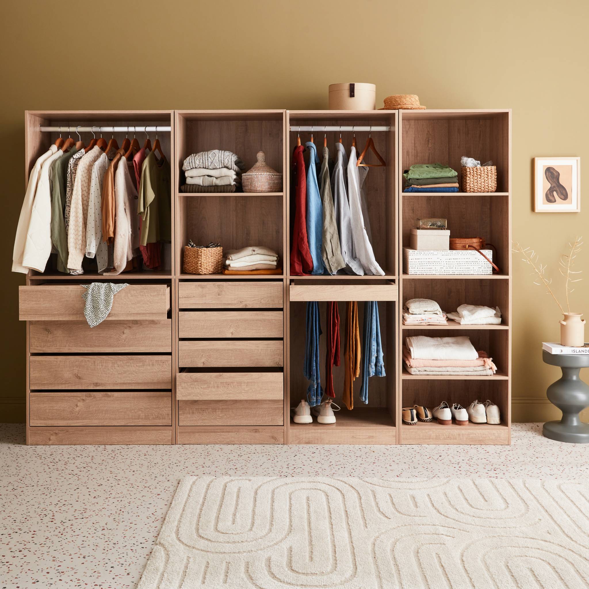 Kit dressing modulable décor bois 4 éléments MODULO