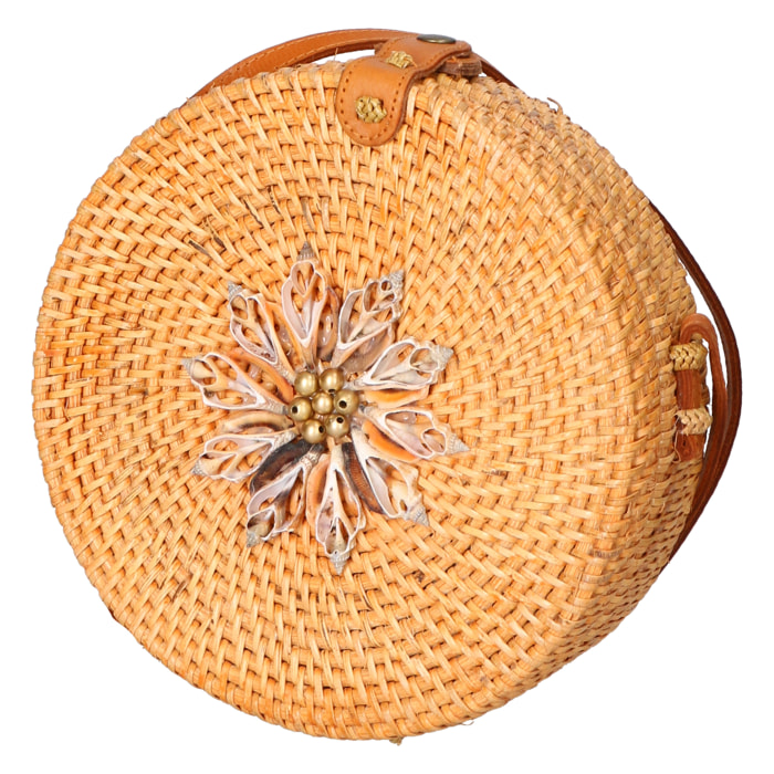 Borsa a tracolla da Donna Jessica in Paglia Intrecciata a mano Prodotto Vegano 20x20x10 cm