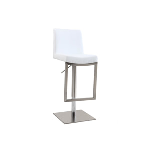 Tabourets de bar relevables blanc et acier chromé (lot de 2) KYLE