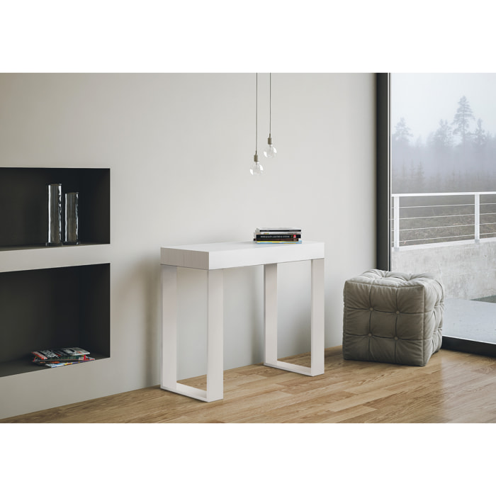 Consola extensible 90x40/196 cm Tecno Small Fresno Blanco estructura Blanca