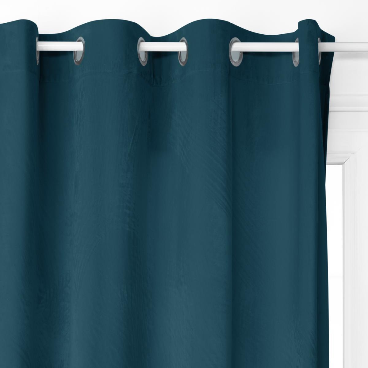 Rideau occultant "Dolce" velours bleu canard 140x260cm