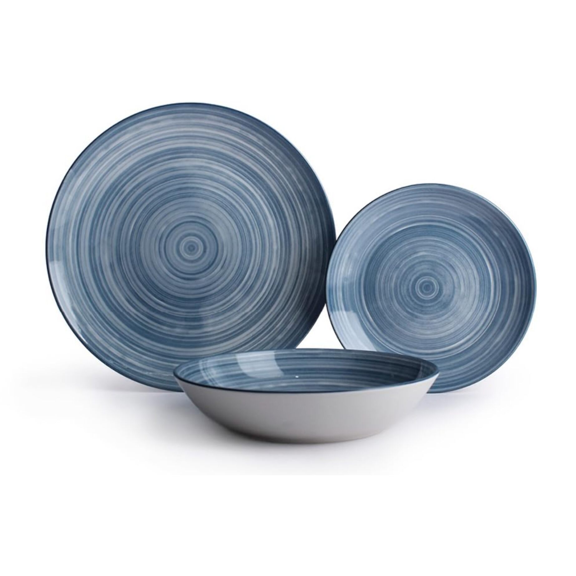 Servizio Tavola da 18 Piatti in Ceramica, lavabile in lavastoviglie e adatto a microonde, Intrecci