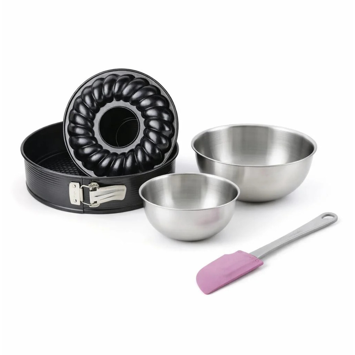 Set de 4 ustensiles de pâtisserie moule à manqué 2 bols et spatule Black mettallic Black mettallic Zenker  Black mettallic