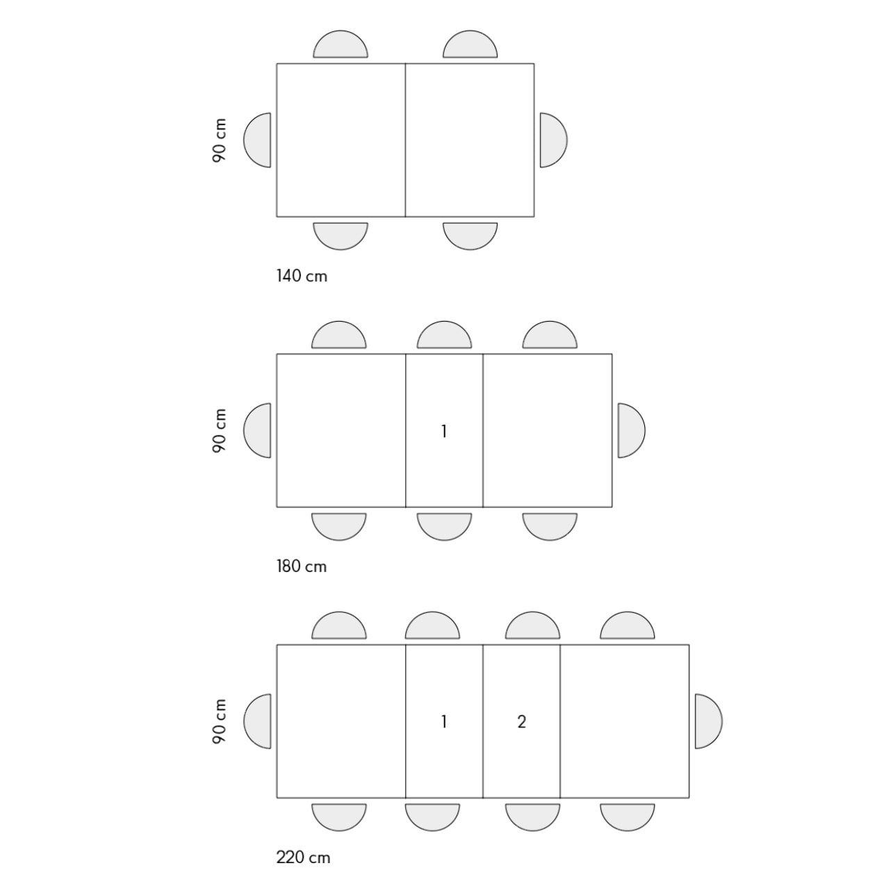 Tavolo MARZAMEMI in legno, finitura in grigio cemento, allungabile 140x90 cm - 220x90 cm