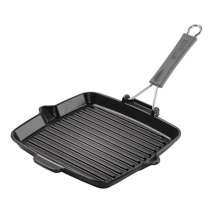Gril en Fonte Staub, Rectangulaire, 34x21 cm, manche silicone, Noir Mat