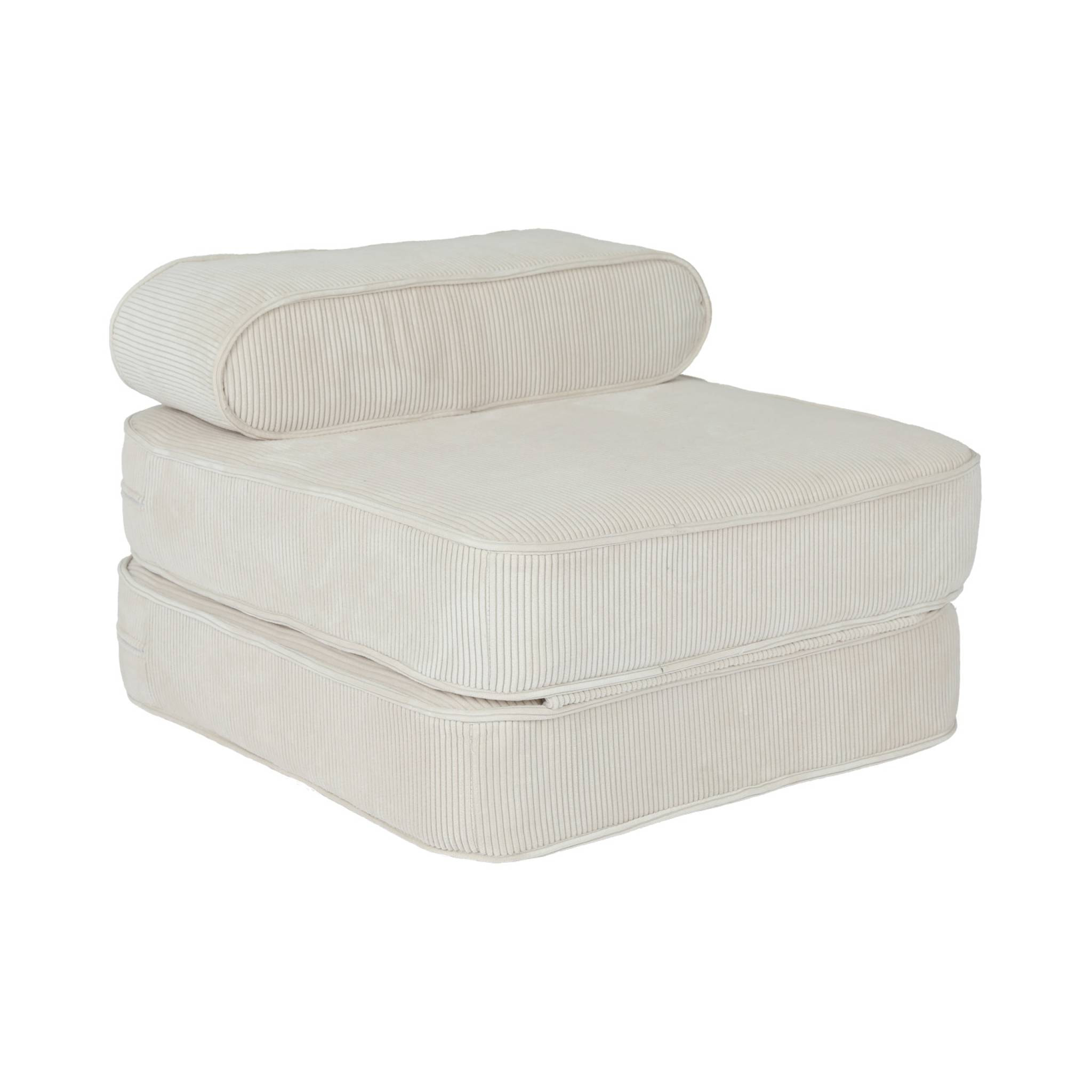 Fauteuil enfant en velours côtelé dépliable. couleur crème. L 66 x P 62 x H 43.5 cm