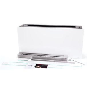 Chimenea de etanol de suelo de grandes dimensiones en acero lacado blanco GEA PURLINE