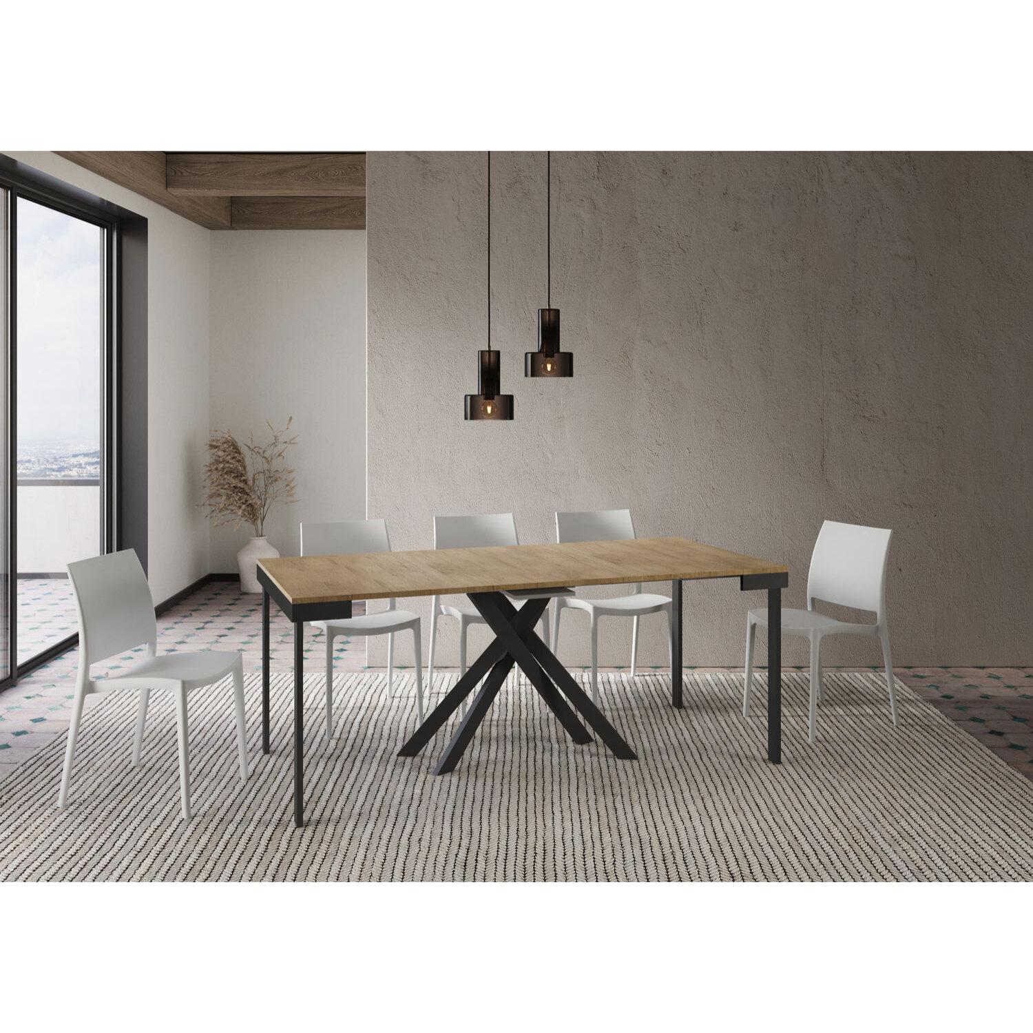 Consola extensible 90x40/196 cm Krack Small Evolution roble natural estructura antracita