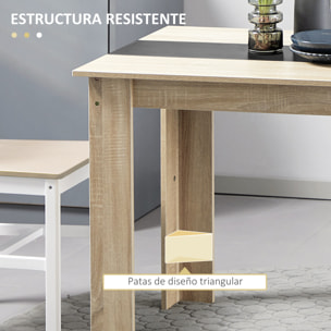 Mesa de Comedor para 4-6 Personas, Mesa de Cocina Rectangular, Estilo Moderno, para Salón, 120x69x75 cm, Roble y Negro