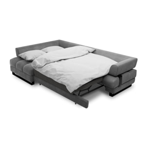 Canapé d'angle gauche convertible avec coffre de rangement "Clinton" 5 places en velours gris foncé