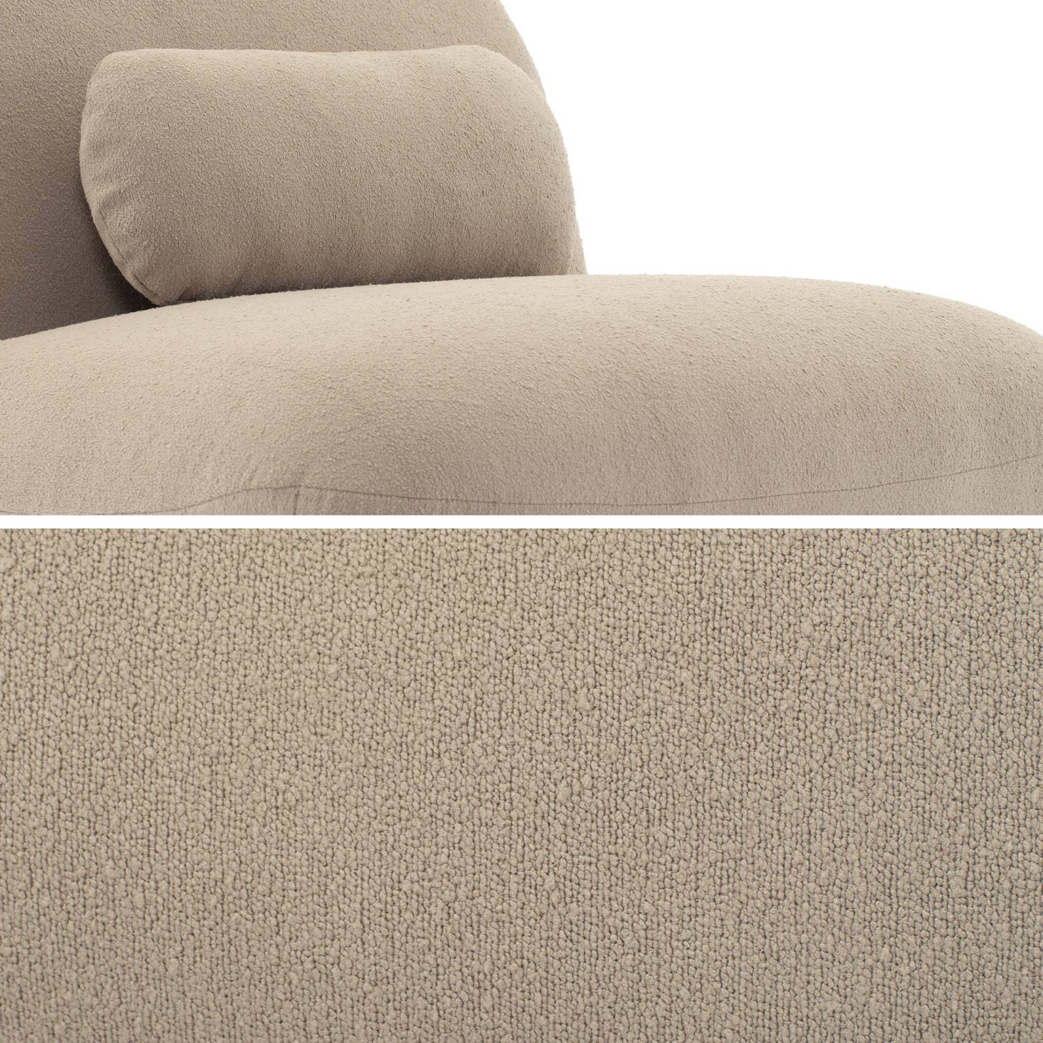 Fauteuil pivotant 360° en bouclette texturée beige. piètement en métal noir mat - SPINO