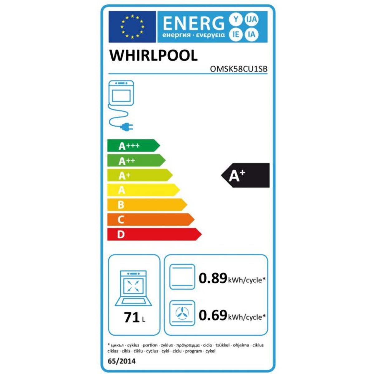 Four encastrable fonction vapeur WHIRLPOOL OMSK58CU1SB Steam+