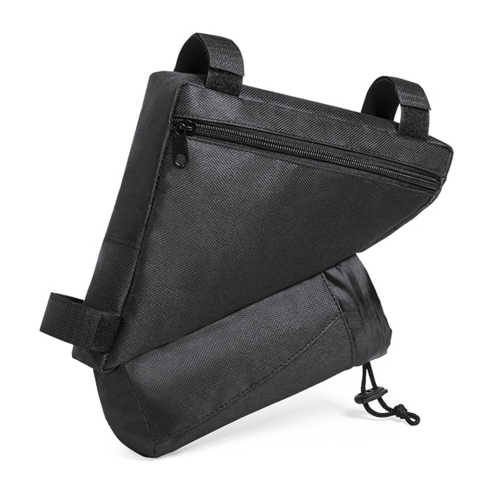 Leven borsa per bicicletta ad alta resistenza con zip e attacco universale al telaio tramite 3 strisce in velcro. Comparto per bottiglia.