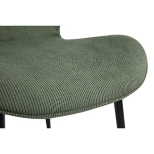 Chaises design en tissu velours côtelé vert kaki et métal noir (lot de 2) ADDICT