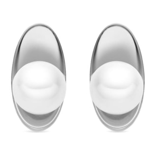 Pendientes con Perla Blanca acabado plata