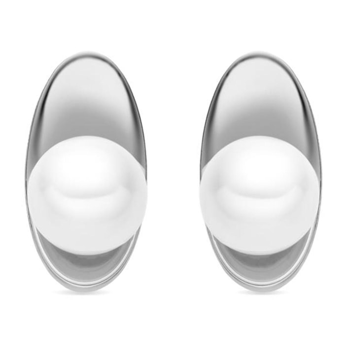 Pendientes con Perla Blanca acabado plata