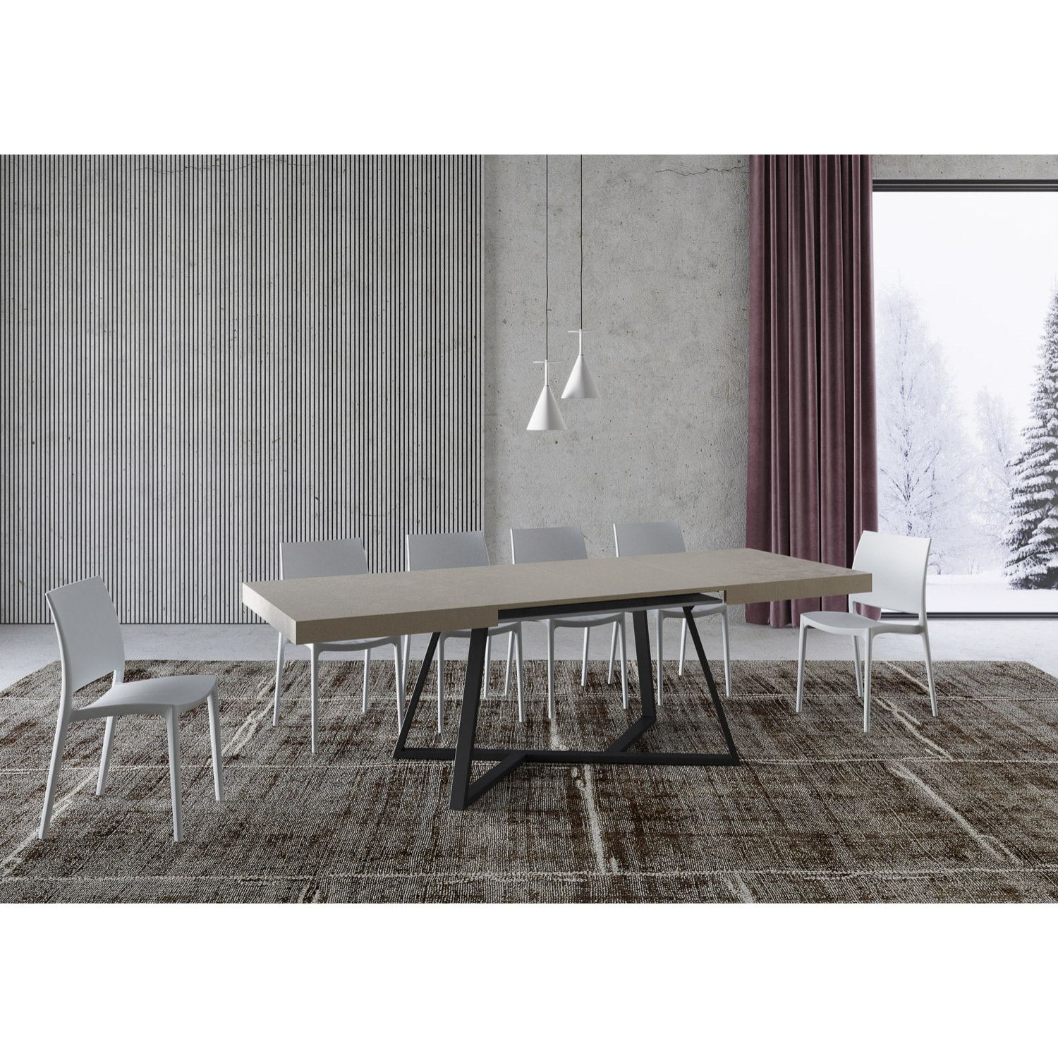 Table extensible 90x160/264 cm Booster cachemire pieds anthracite