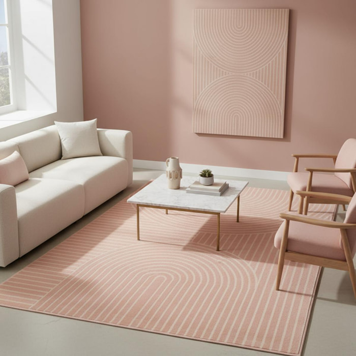 Tapis salon et chambre tissé motif arc-en-ciel COTU