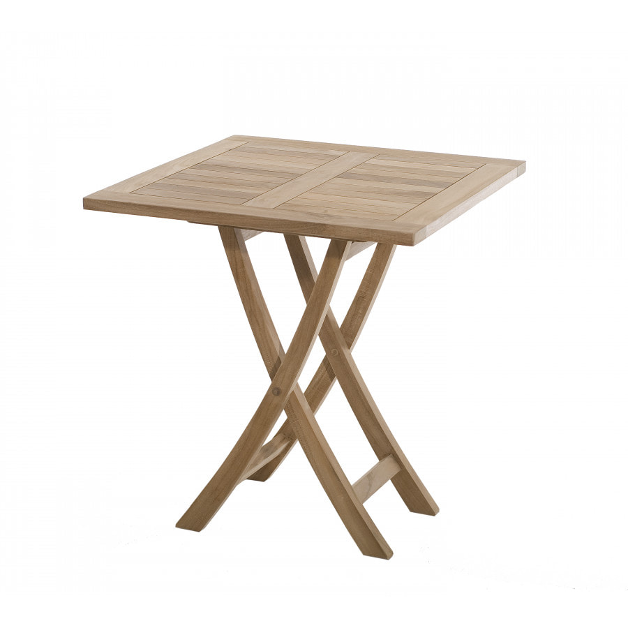 HARRIS - SALON DE JARDIN EN BOIS TECK 2 pers - Ensemble de jardin - 1 Table carrée pliante 70 cm et 2 chaises textilène taupe