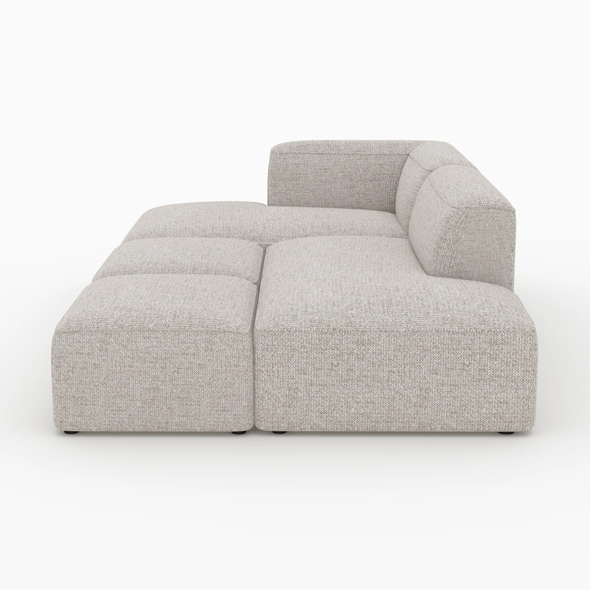 Canapé d'angle gauche modulable, tissu beige 4 places, 2 poufs - Hestia
