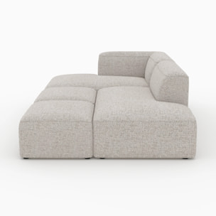 Canapé d'angle gauche modulable, tissu beige 4 places, 2 poufs - Hestia