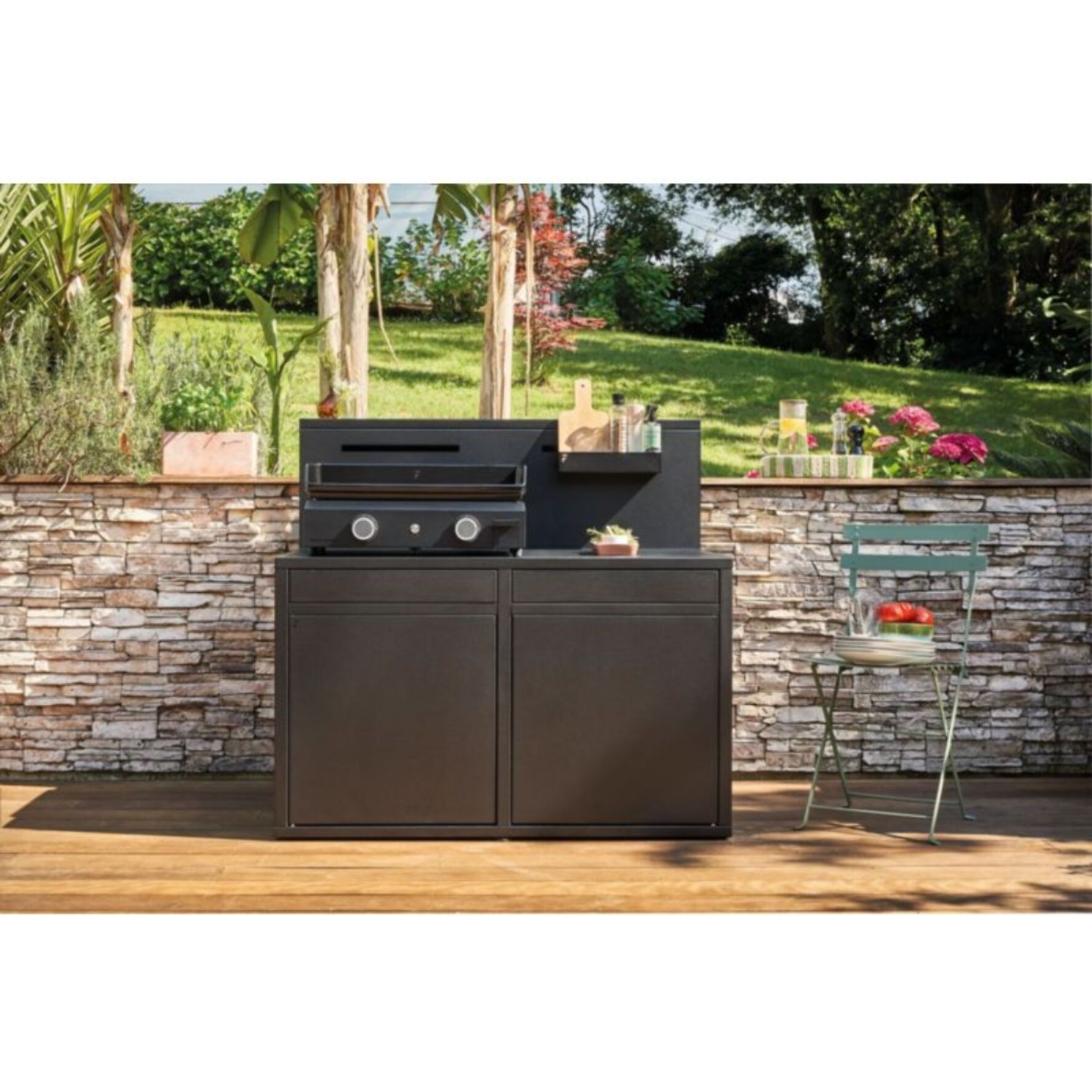 Plancha gaz FORGE ADOUR ORIGIN G 60 AN noir 2 brûleurs à poser, 59.5x39.5 cm