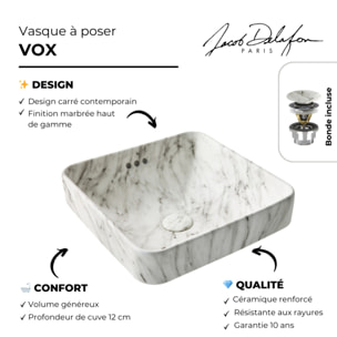 Vasque carrée à poser Vox effet marbre envoutant