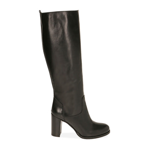 Botas negras en piel, tacón 9 cm