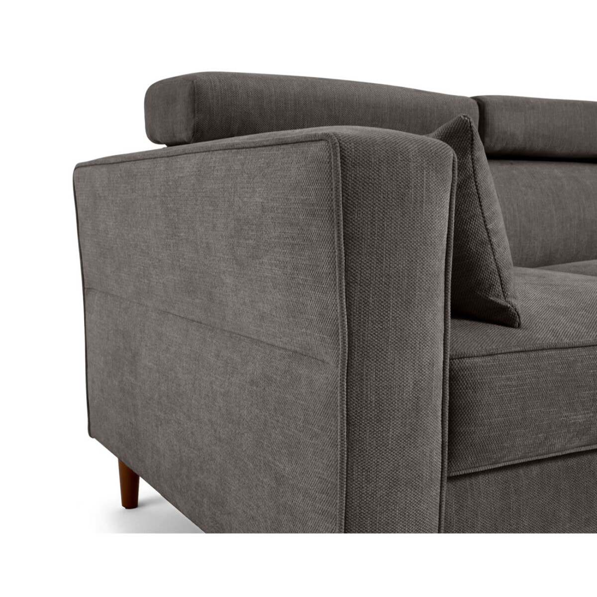 Alicante - canapé d'angle réversible convertible avec têtières - coffre - 4 places - en tissu texturé - Gris