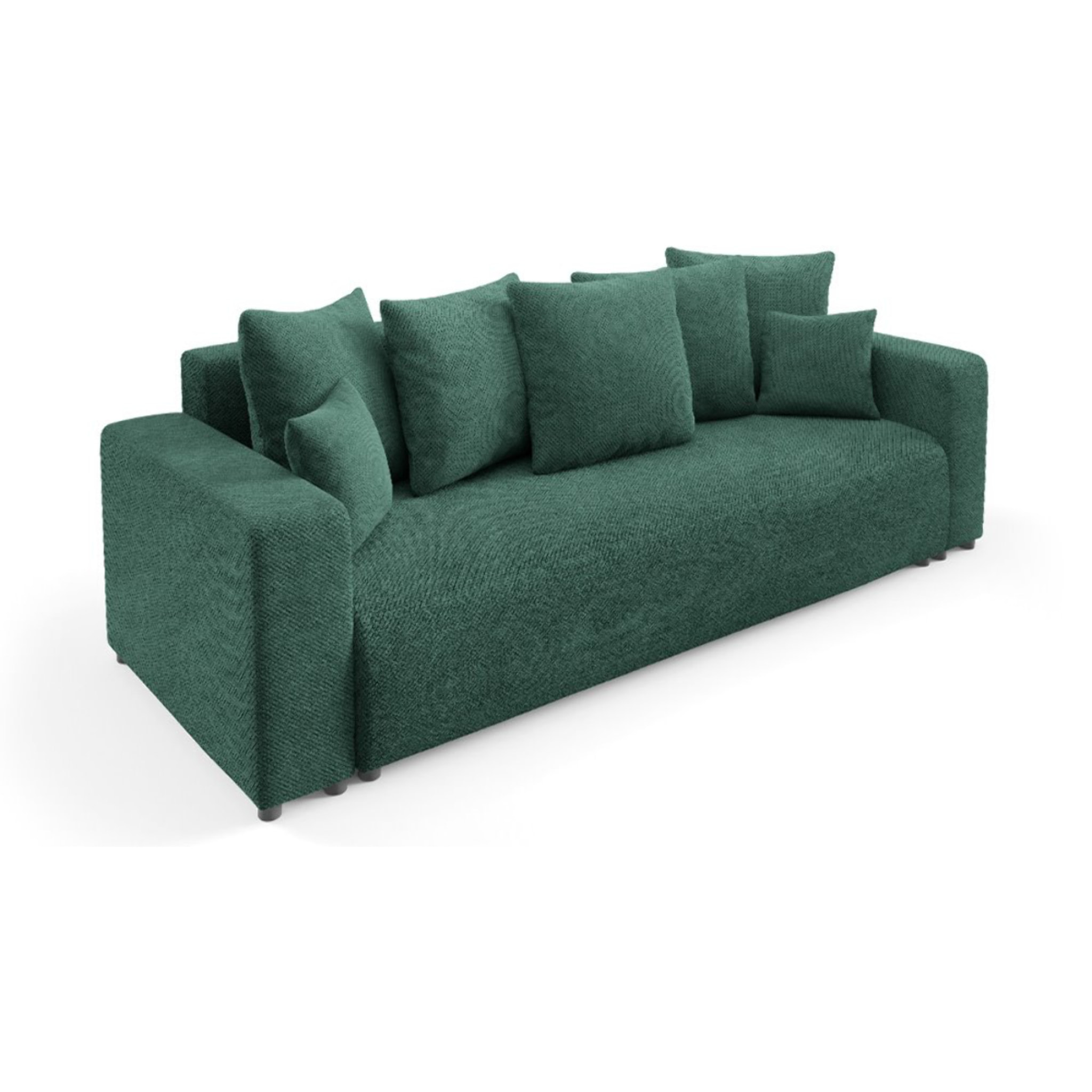 GLORIA - Canapé droit convertible 3 places en tissu vert
