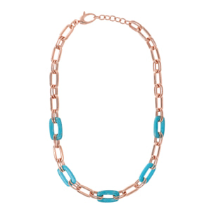 Collana con Maglie Rettangolari in Pietra Naturale Magnesite Azzurra