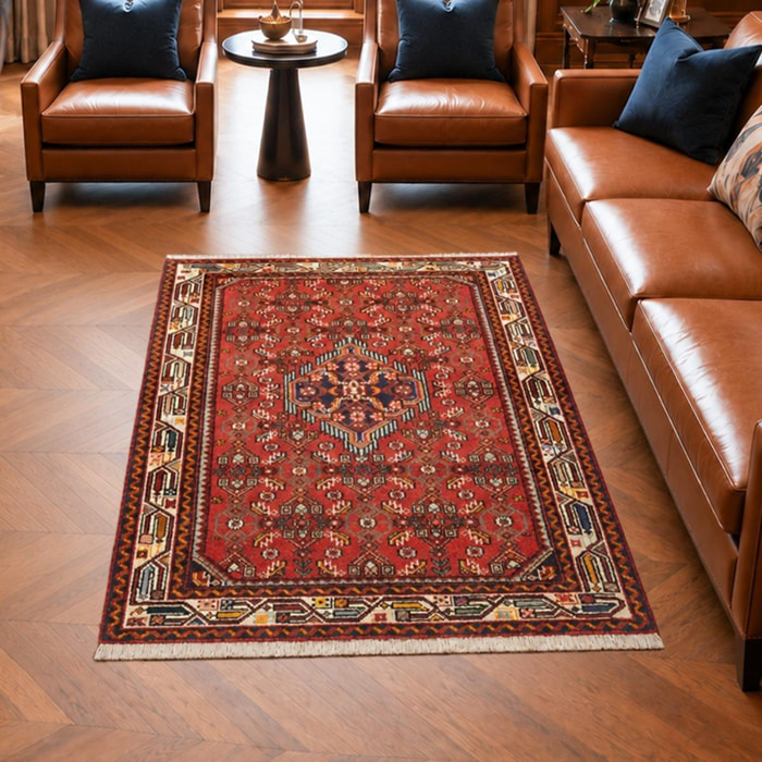Tapis d'orient à motif oriental, noué main en laine, ELUMO