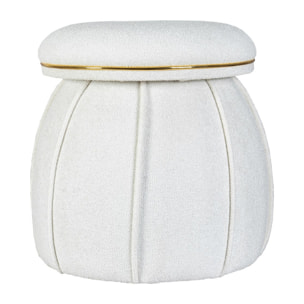 Pouf Corin bianco e oro con seduta trapuntata