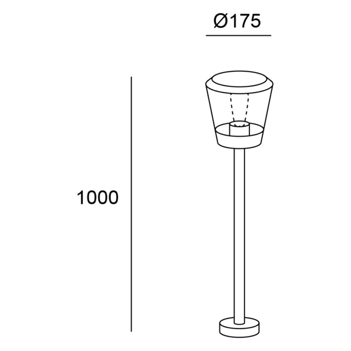 Forlight Elaine - Baliza de Jardín de 1m para Bombilla E27 con IP54 para Exterior de Color Gris Urbano