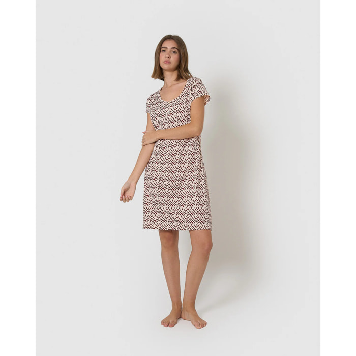 Camicia da notte manica corta cotone donna sheet terracotta