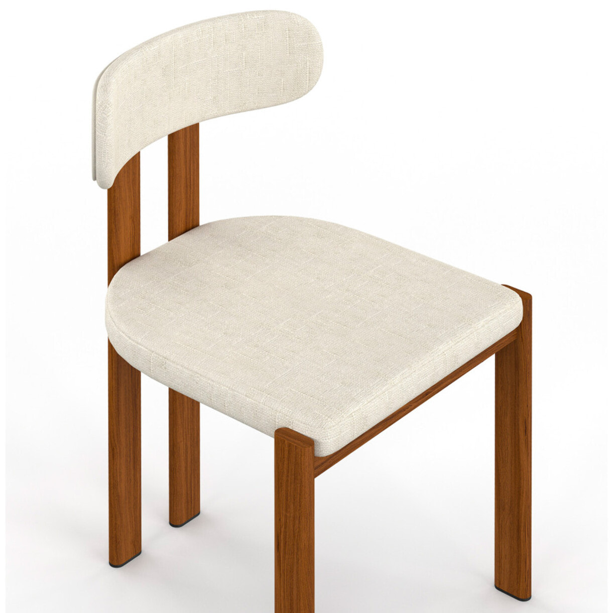 Chaises Elsa bouclette pieds effet noyer - lot de 4