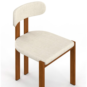 Chaises Elsa bouclette pieds effet noyer - lot de 4