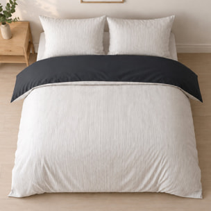 Parure housse de couette mini seersucker rayures noir, MILLERAY