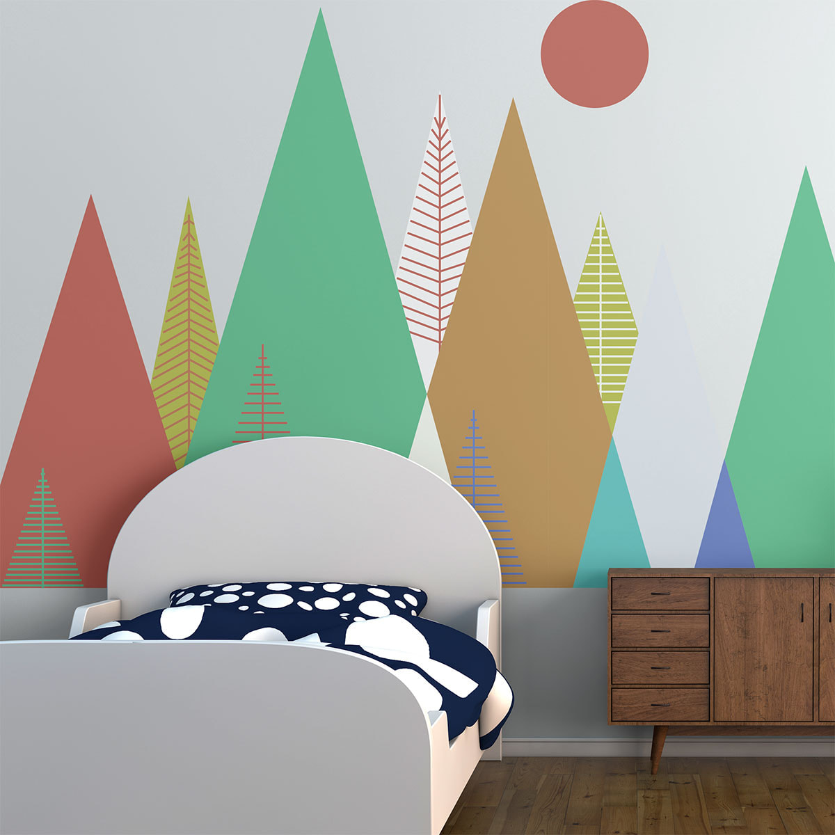 Stickers muraux enfants - Décoration chambre bébé - Autocollant Sticker mural géant enfant montagnes scandinaves DORIKA