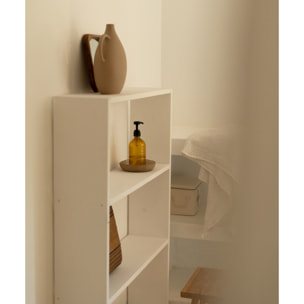 Estantería de madera maciza tono blanco con 2 estantes Alto: 110 Largo: 80 Ancho: 20