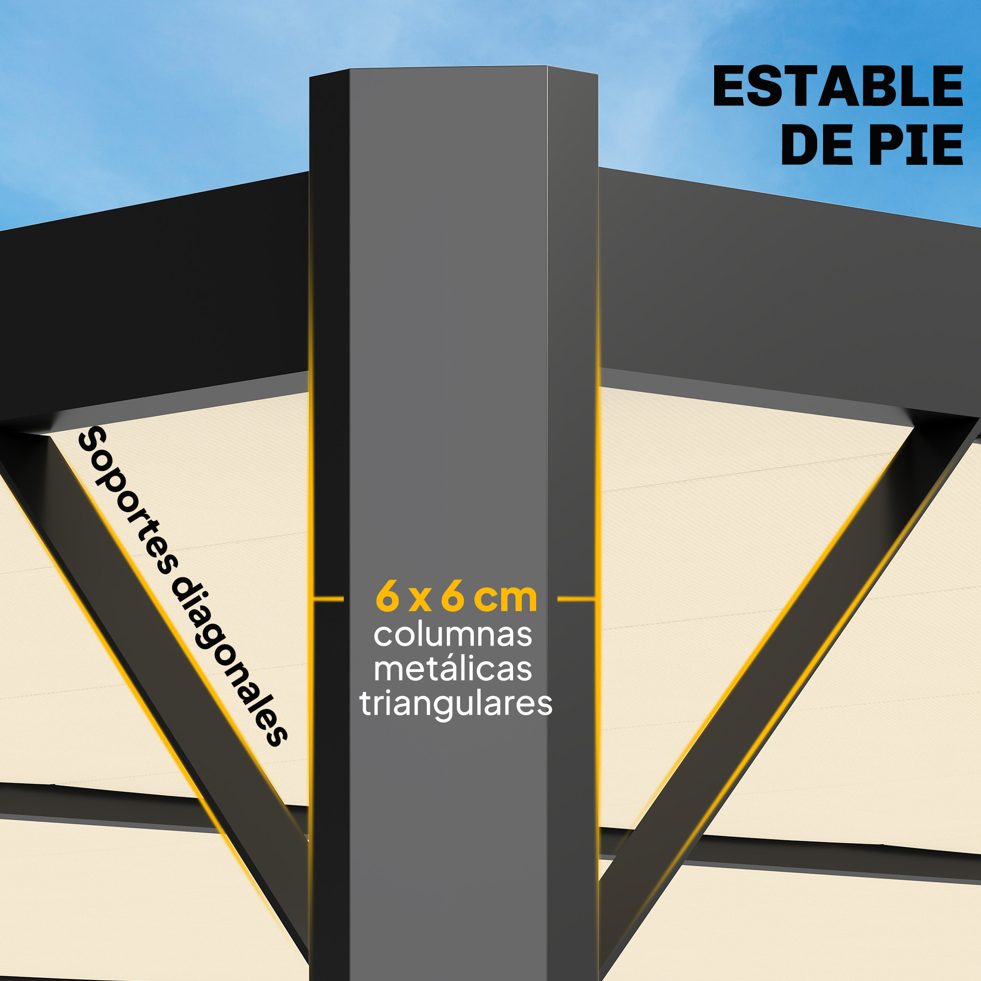 Pérgola de Jardín 3x4 m, Cenador de Jardín con Techo de Lamas Orientables, Estructura de Metal, Protección UPF50+, Pabellón para Exterior, Patio, Terraza, Blanco Crema