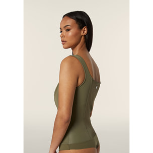 Body scollo quadrato in similpelle lucida