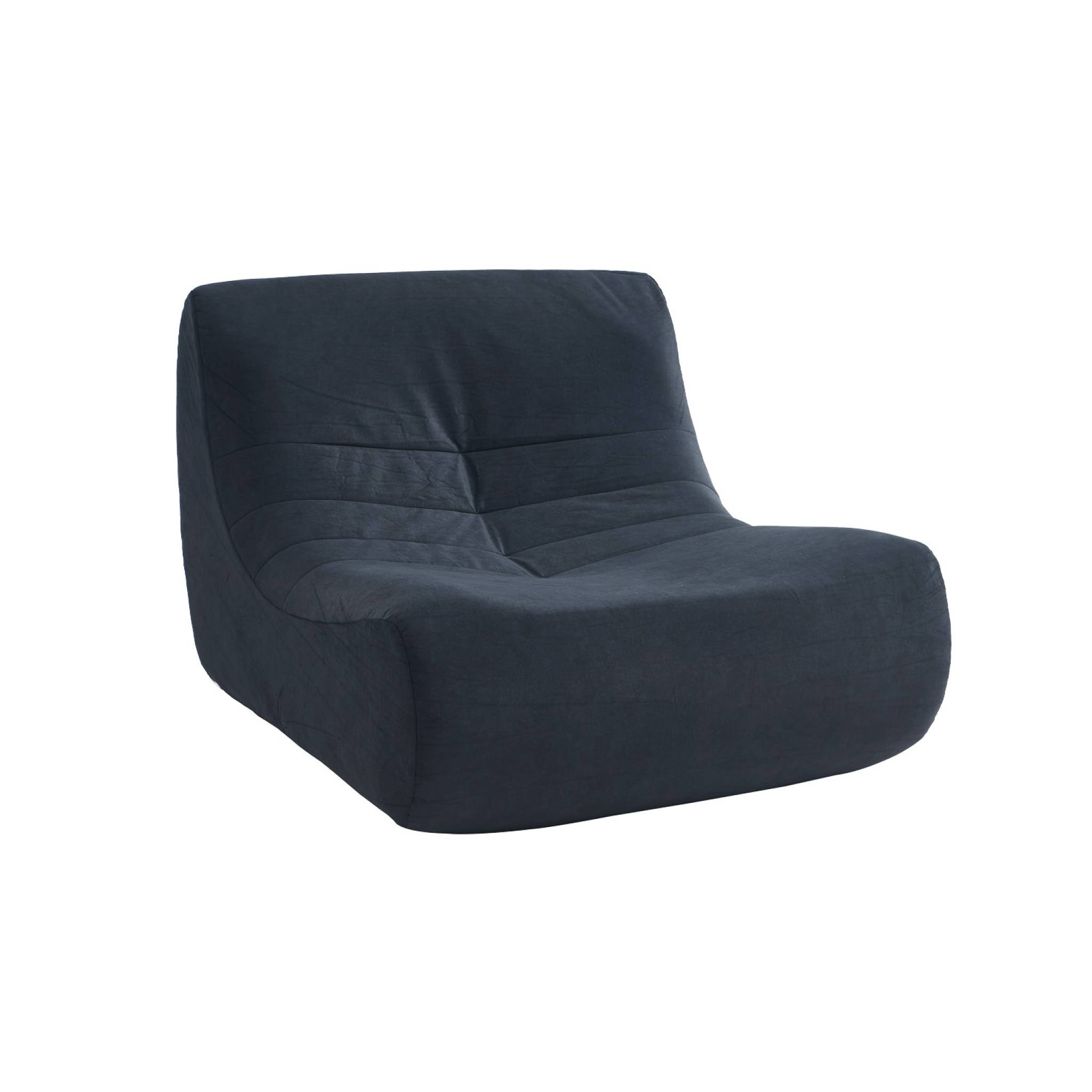 Fauteuil chauffeuse en velours style contemporain 1 place bleu foncé