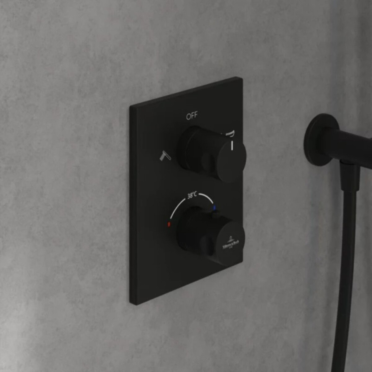 Mitigeur thermostatique encastré 2 voies Universal rectangle Noir mat