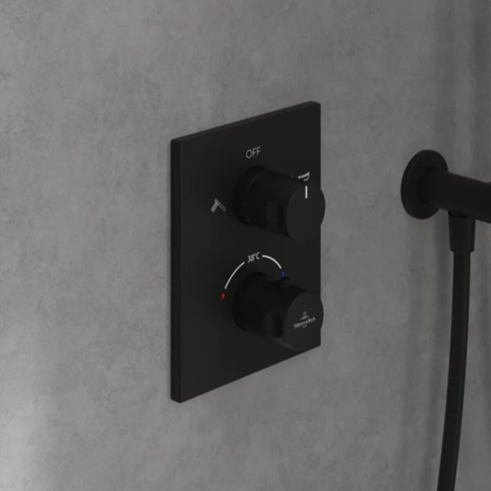 Mitigeur thermostatique encastré 2 voies Universal rectangle Noir mat