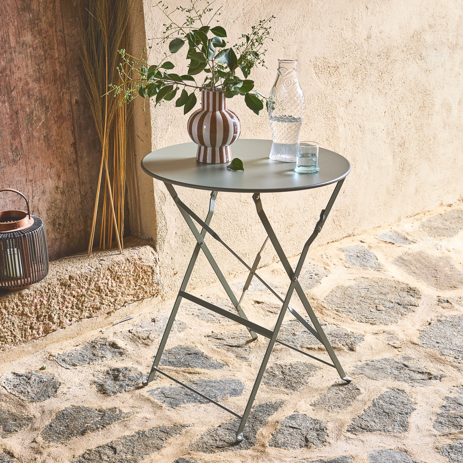 Table de jardin bistrot ronde pliante métal 2 places EMILIA 60CM
