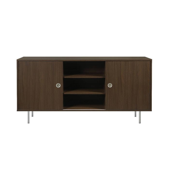 Buffet vintage décor bois et acier inoxydable 2 portes 150cm SHELBY