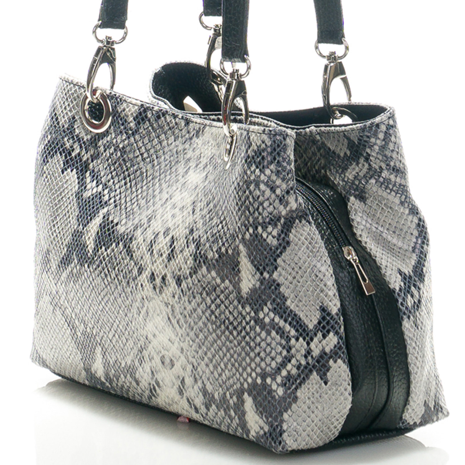 Borsa Donna in vera pelle Made in Italy colore Grigio dimensioni cm 30x27x12