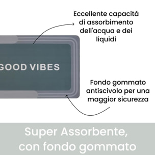 Tappeto Bagno, Tappeto Doccia Antiscivolo, Assorbente, Lavabile, 50x80 cm, Tappetino Magico per Bagno e Cucina. Modello: Good Vibes